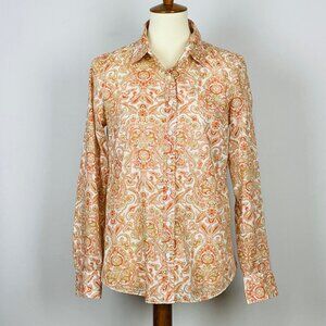 J Crew Perfect Shirt Sz 6 Paisley Button Up Sheer Western Boho Preppy Artsy